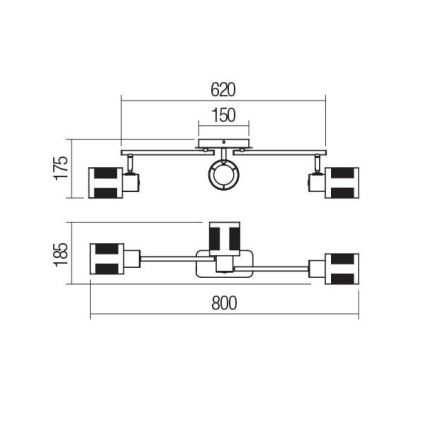 Redo 04-521 - Loftlampe BASKET 3xE27/42W/230V bronzefarvet