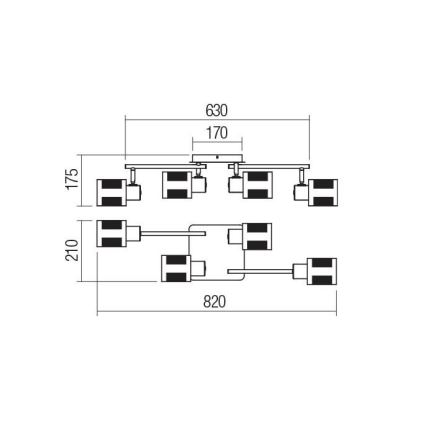 Redo 04-522 - Loftlampe BASKET 4xE27/42W/230V bronzefarvet