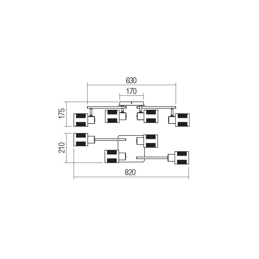 Redo 04-522 - Loftlampe BASKET 4xE27/42W/230V bronzefarvet
