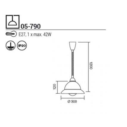 Redo 05-790 - Pendel ETRUSCA 1xE27/42W/230V