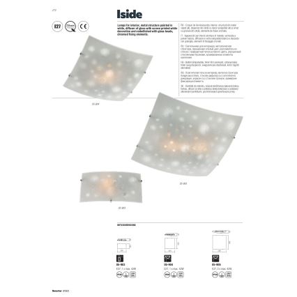 Redo 05-904 - Loftlampe ISIDE 1xE27/42W/230V 30x30 cm klar