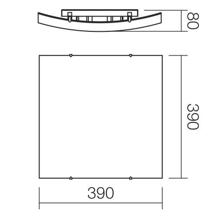 Redo 05-905 - Loftlampe ISIDE 2xE27/42W/230V 39x39 cm klar