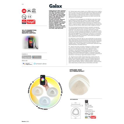 Redo 05-919 - LED-dæmpbar loftlampe GALAX LED/48W/230V 3000-6500K Wi-Fi Tuya Ø 48 cm hvid + fjernbetjening