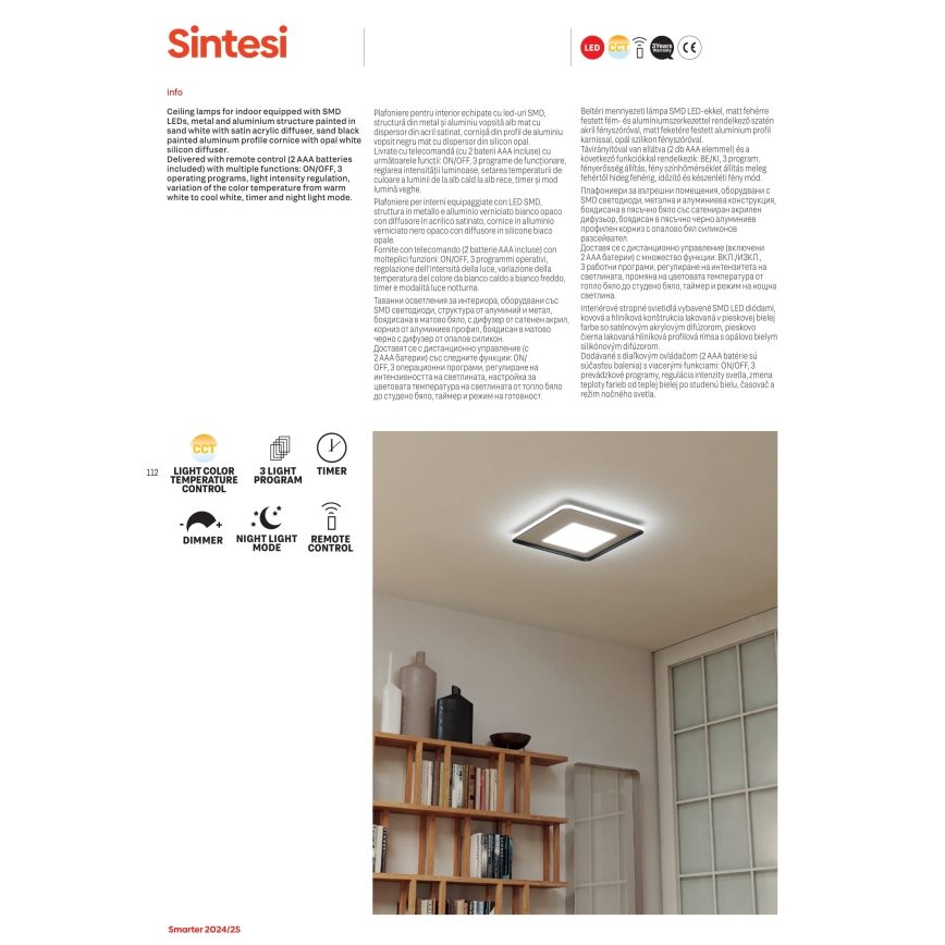 Redo 05-959 - LED loftlampe dæmpbar SINTESI LED/45W/230V diameter 45 cm 3000-6000K + fjernbetjening