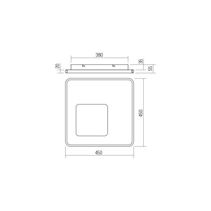 Redo 05-961 - LED loftlampe dæmpbar SINTESI LED/53W/230V 45x45 cm 3000-6000K + fjernbetjening