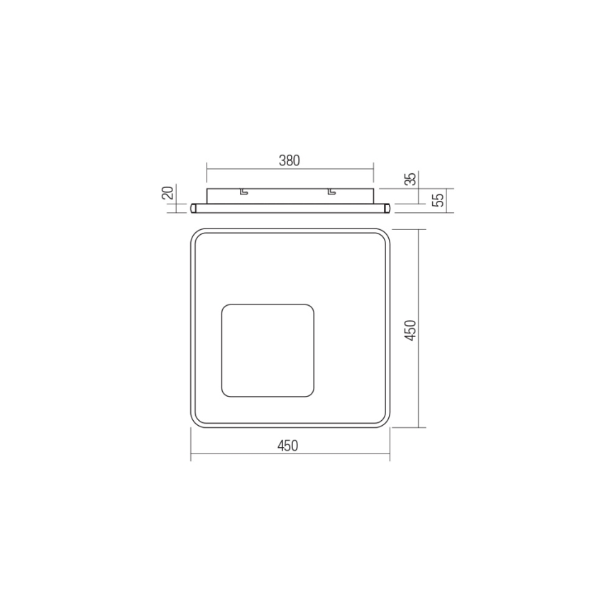 Redo 05-961 - LED loftlampe dæmpbar SINTESI LED/53W/230V 45x45 cm 3000-6000K + fjernbetjening