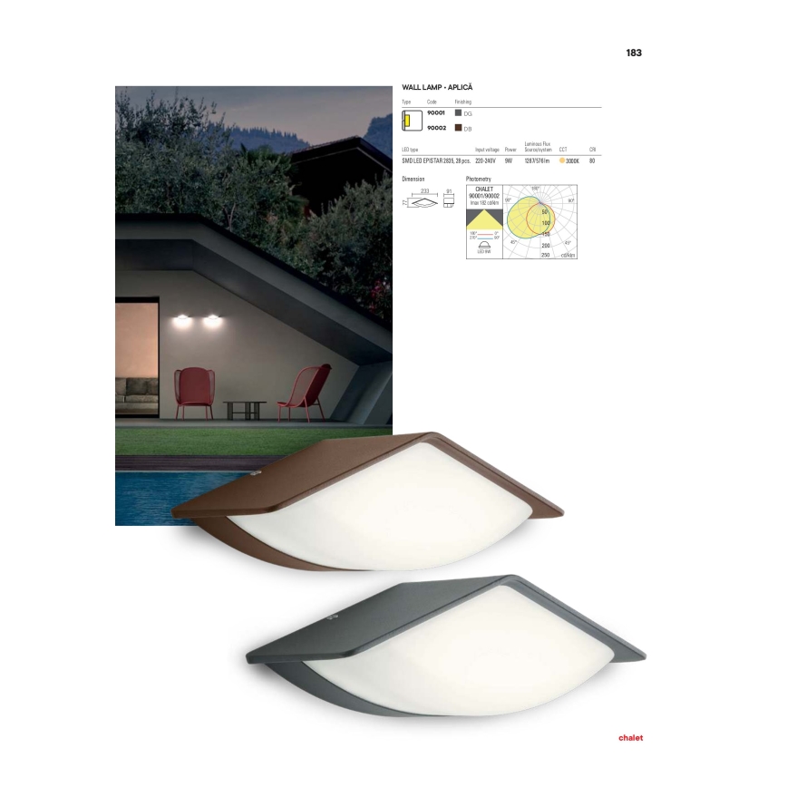 Redo 90002 - Udendørs LED væglampe CHALET 1xLED/8W/230V IP54