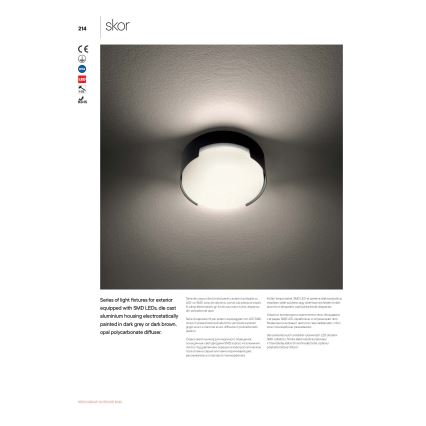 Redo 90004 - Udendørs LED loftlampe SKOR LED/12W/230V diameter 15 cm IP54 brun