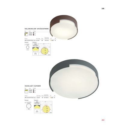 Redo 90006 - Udendørs LED loftlampe SKOR LED/16W/230V diameter 25 cm IP54 brun