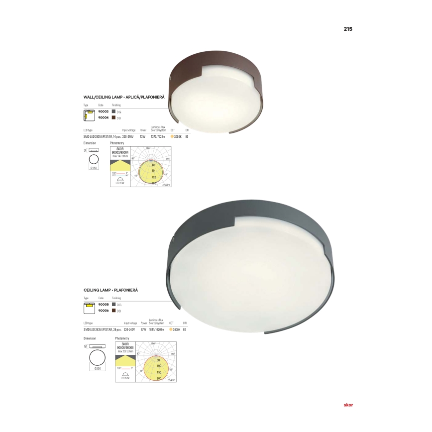 Redo 90006 - Udendørs LED loftlampe SKOR LED/16W/230V diameter 25 cm IP54 brun