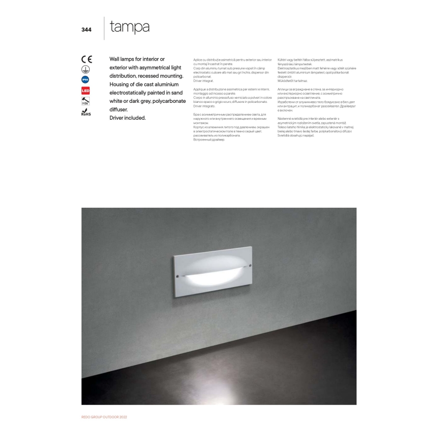 Redo 90009 - LED udendørs orienteringslys TAMPA LED/11W/230V IP54 hvid