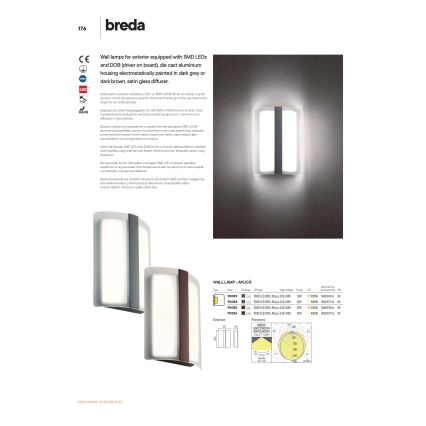 Redo 90023 - Udendørs LED væglampe BREDA 1xLED/12W/230V IP54