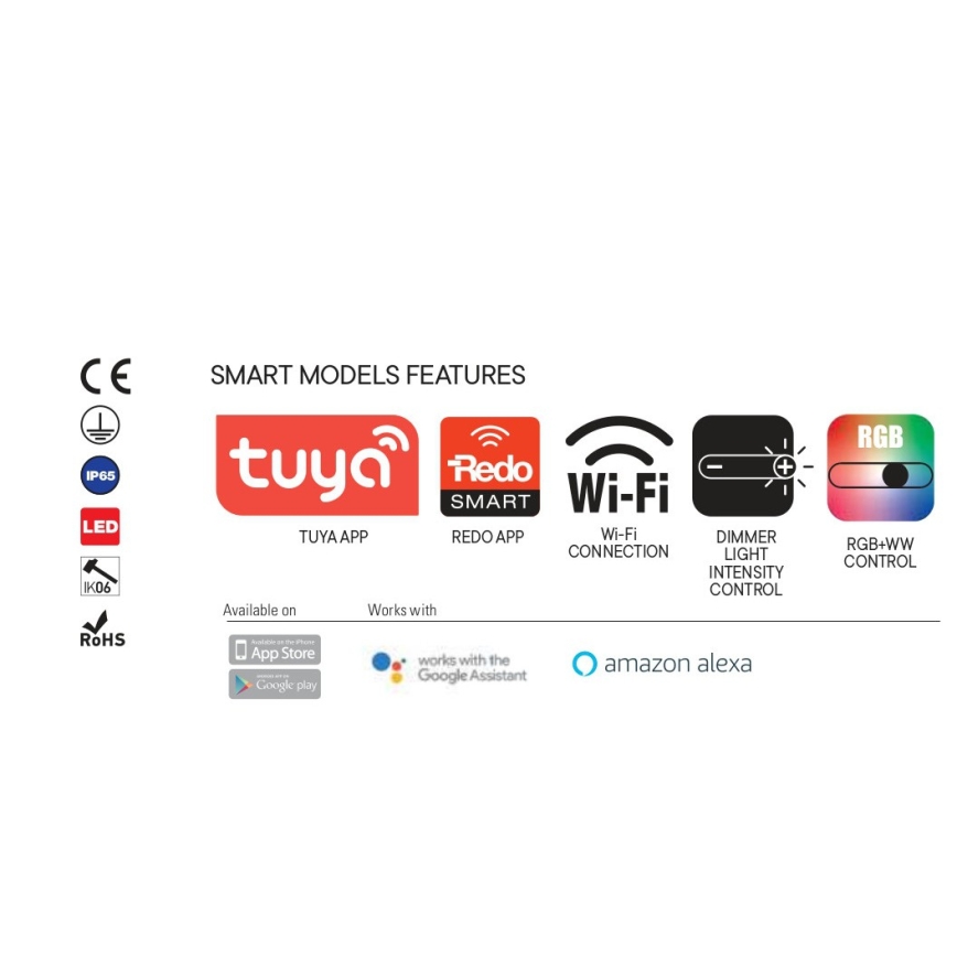 Redo 90073 - LED RGBW Udendørs væglampe ALGON LED/6W/230V Wi-Fi Tuya IP65 antracit