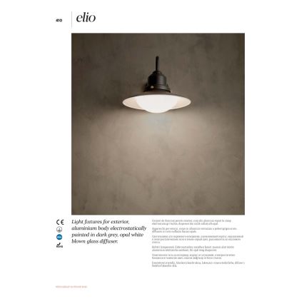 Redo 90093 - Udendørs væglampe ELIO 1xE27/42W/230V IP44