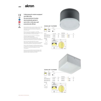 Redo 90107 - Udendørs LED loftlampe AKRON 1xLED/9W/230V diameter 10,8 cm IP54