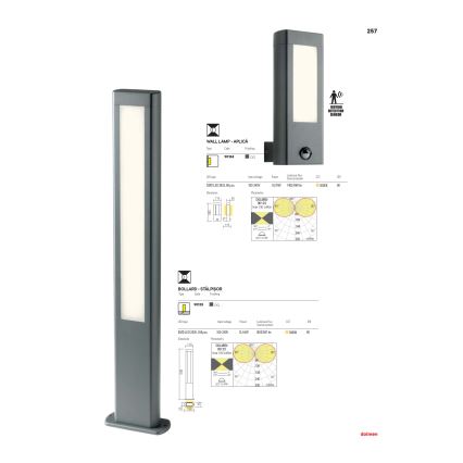 Redo 90125 - LED udendørslampe DOLMEN LED/12,44W/230V IP54 antracit