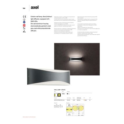 Redo 90126 - LED udendørs væglampe AXEL LED/7W/230V 3000 K IP65 antracit