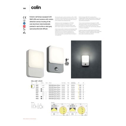 Redo 90129 - Udendørs LED væglampe COLIN 1xLED/9W/230V IP54