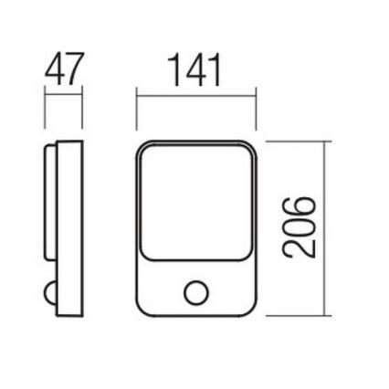 Redo 90133 - Udendørs LED væglampe med sensor COLIN 1xLED/9W/230V IP54