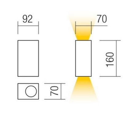 Redo 90152 - Udendørs væglys PUNTA 2xGU10/7W/230V IP44