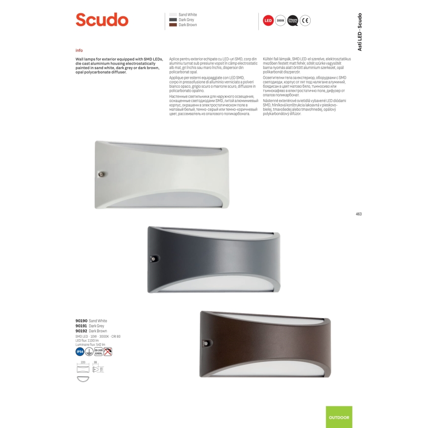 Redo 90192 - Udendørs LED væglampe SCUDO LED/10W/230V 3000K IP54 brun