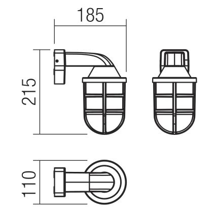 Redo 90205 - Udendørs væglampe CAGE 1xE27/28W/230V IP44 messing