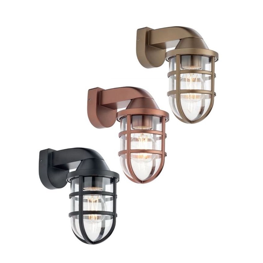Redo 90207 - Udendørs væglampe CAGE 1xE27/28W/230V IP44 sort