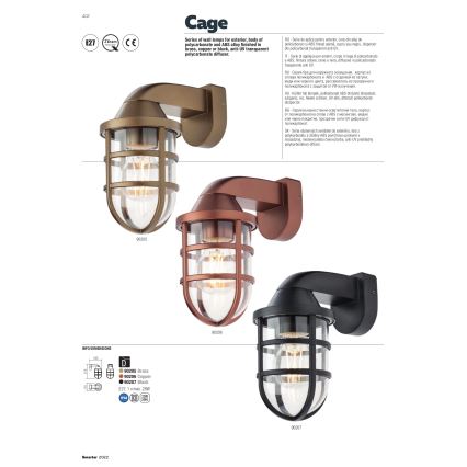 Redo 90207 - Udendørs væglampe CAGE 1xE27/28W/230V IP44 sort