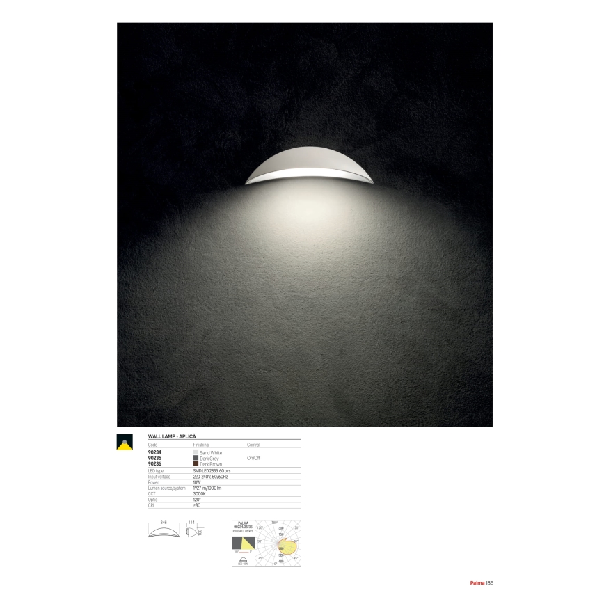 Redo 90236 - Udendørs væglampe PALMA LED/18W/230V 3000K IP54 brun