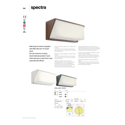 Redo 90239 - Udendørs LED væglampe SPECTRA LED/16W/230V 3000K IP54 brun