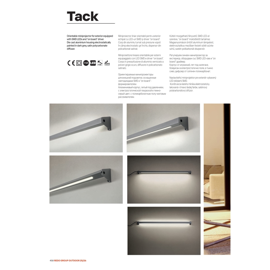 Redo 90242 - LED udendørslampe TACK IP65 LED/15W/230V 3000K IP65 antracit