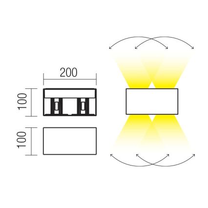 Redo 90304 - LED udendørs væglampe VARY 4xLED/5W/230V 3000K IP54 brun