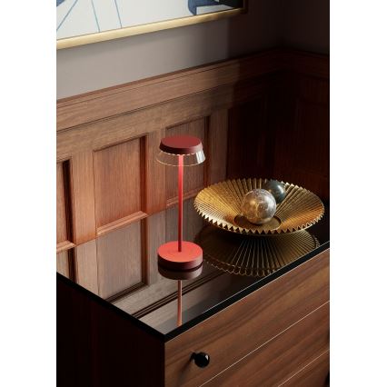 Redo 90311- LED bordlampe m. touch-funktion dæmpbar ILUNA LED/2,5W/5V 2700-3000K 3000 mAh IP65 rød