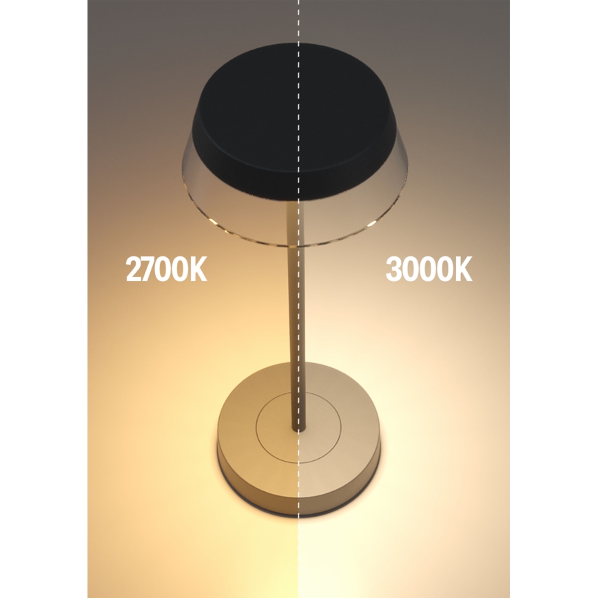 Redo 90312 - LED bordlampe m. touch-funktion dæmpbar ILUNA LED/2,5W/5V 2700-3000K 3000 mAh IP65 sort