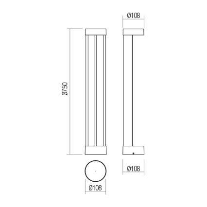 Redo 90365 - LED udendørslampe ZEUS LED/11,5W/230V 3000K 75 cm IP54 antracit