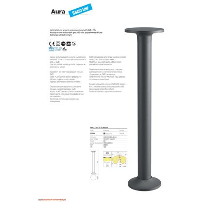 Redo 90371 - AURA LED udendørs vægarmatur 8W/230V 3000K IP65 antracit