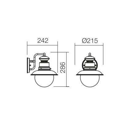 Redo 9045 - Udendørs væglys SCOTT 1xE27/42W/230V IP44