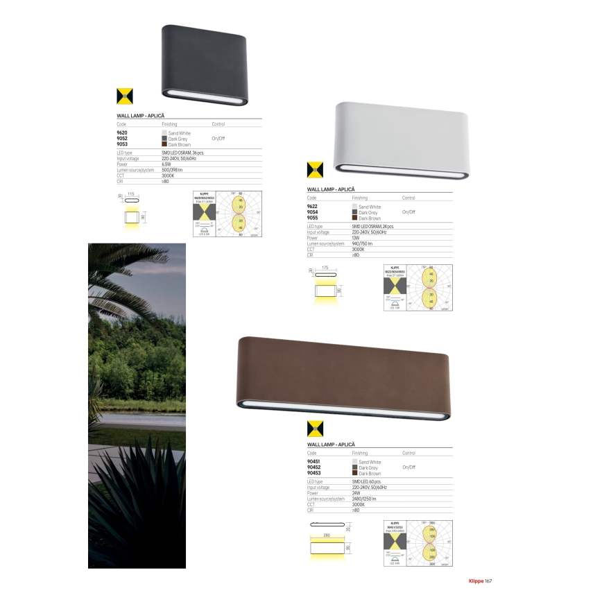 Redo 90451 - LED udendørs væglampe KLIPPE LED/24W/230V 3000K IP54 hvid