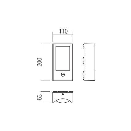 Redo 90487 - LED Udendørs væglampe med sensor WARP LED/8W/230V 3000K IP44 brun