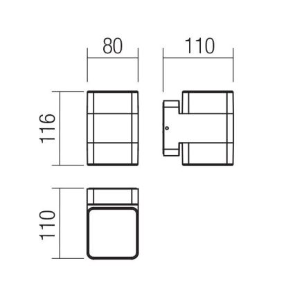 Redo 90492 - Udendørs LED væglampe TOK LED/14,8W/230V IP44 antracit