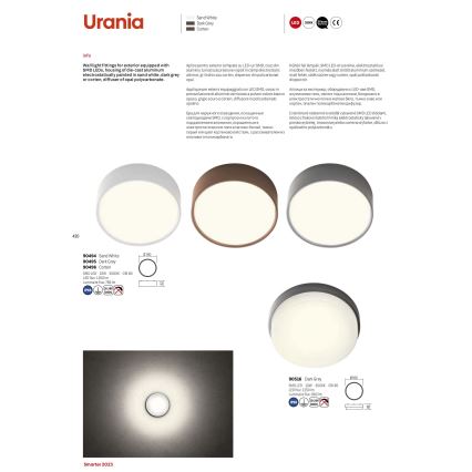Redo 90516 - Udendørs LED loftlampe URANIA LED/10W/230V diameter 16 cm IP65 antracit