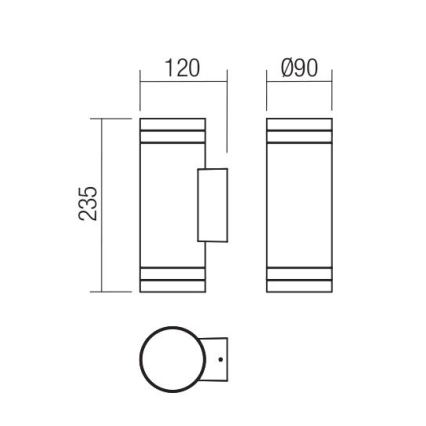 Redo 90518 - Udendørs væglampe CARGO 2xGU10/28W/230V IP54 antracit