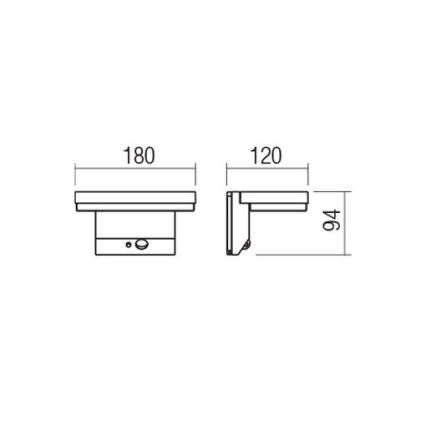 Redo 90535 - Soldrevet LED væglampe med sensor TAIYO LED/2W/3,7V 3000K 2200 mAh IP54 antracit
