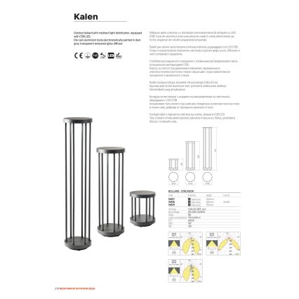 Redo 90577 - KALEN LED udendørslampe/8W/230V 3000K 20 cm IP65 antracit