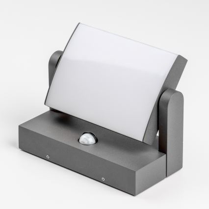 Redo 90587 - FLIP LED udendørs væglampe med sensor, 20W/230V, 3000K, CRI 90, IP54, antracit
