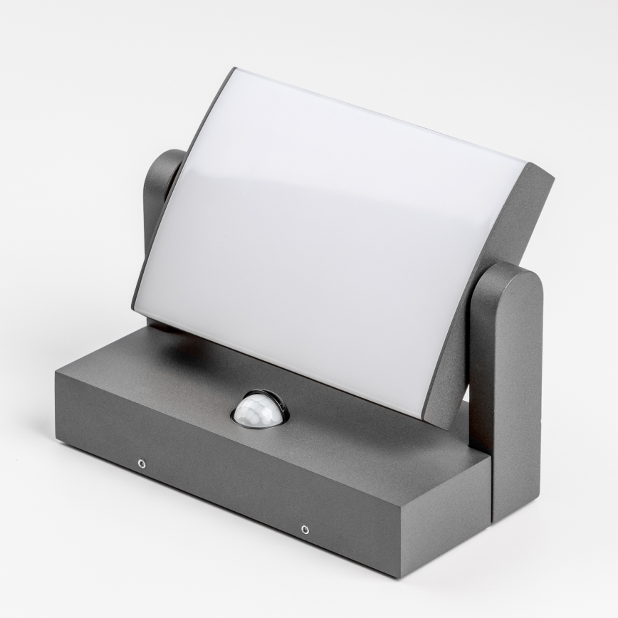 Redo 90587 - FLIP LED udendørs væglampe med sensor, 20W/230V, 3000K, CRI 90, IP54, antracit