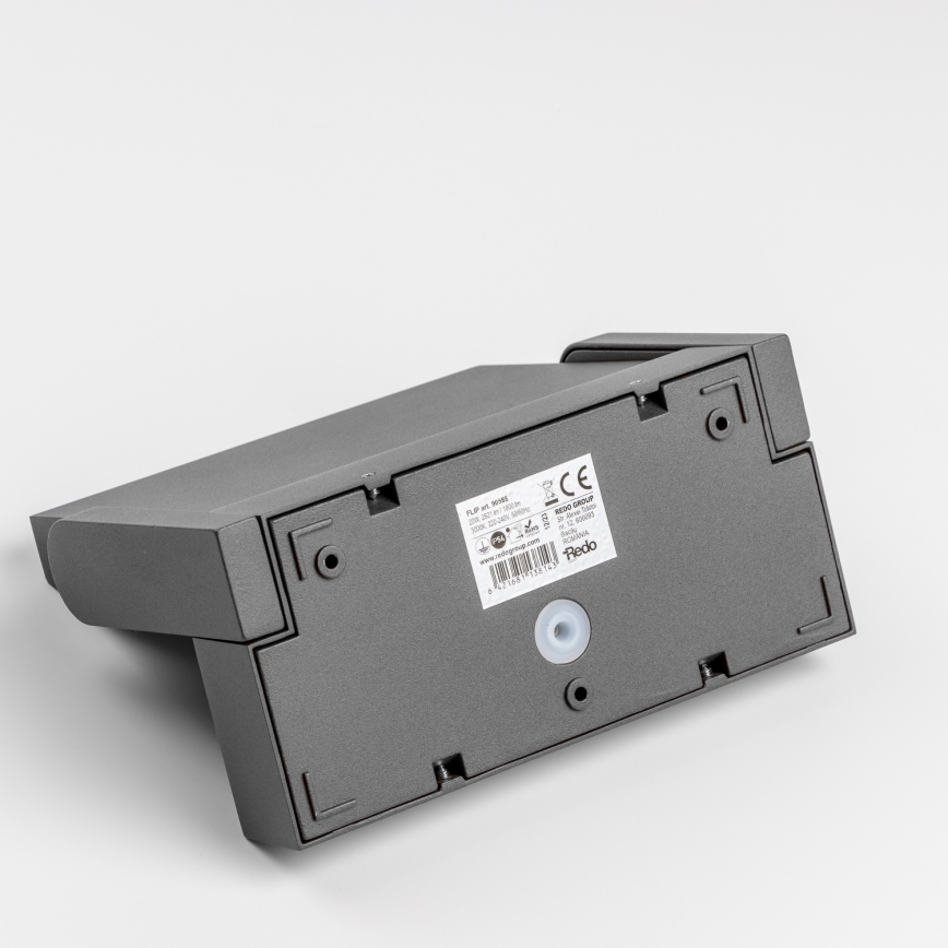 Redo 90587 - FLIP LED udendørs væglampe med sensor, 20W/230V, 3000K, CRI 90, IP54, antracit