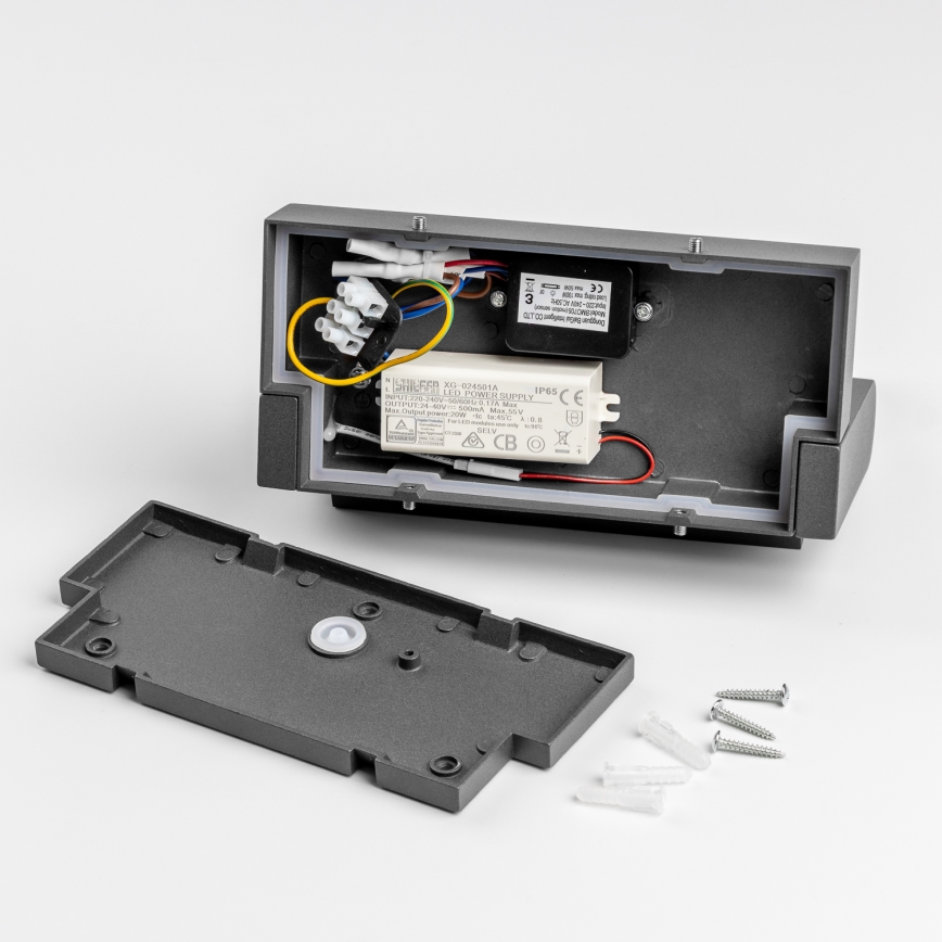 Redo 90587 - FLIP LED udendørs væglampe med sensor, 20W/230V, 3000K, CRI 90, IP54, antracit