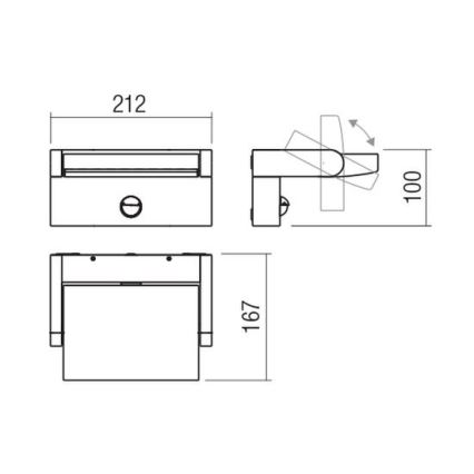 Redo 90587 - FLIP LED udendørs væglampe med sensor, 20W/230V, 3000K, CRI 90, IP54, antracit