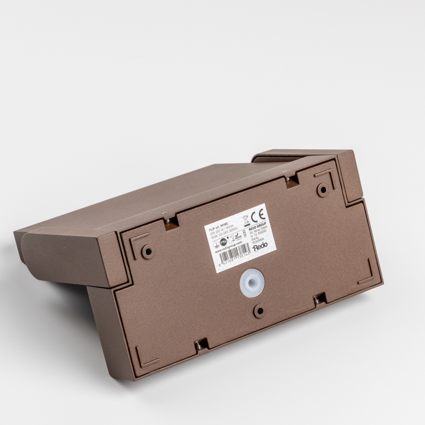 Redo 90588 - LED Udendørs væglampe med sensor FLIP LED/20W/230V CRI 90 3000K IP54 brun